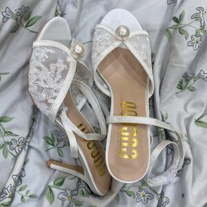 White Lace Women's Heels